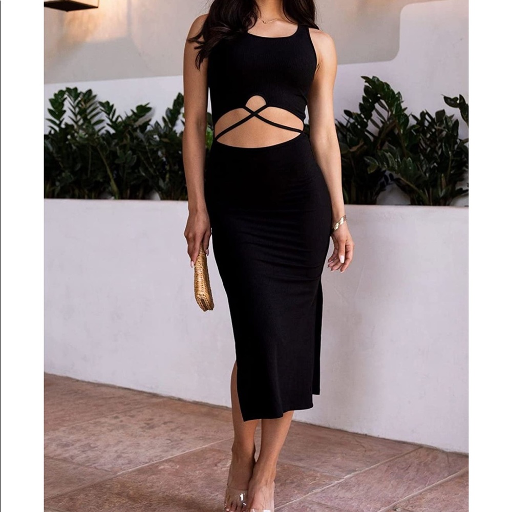 Women's Sleeveless Hollow Out Twist Bodycon Dress Wrap